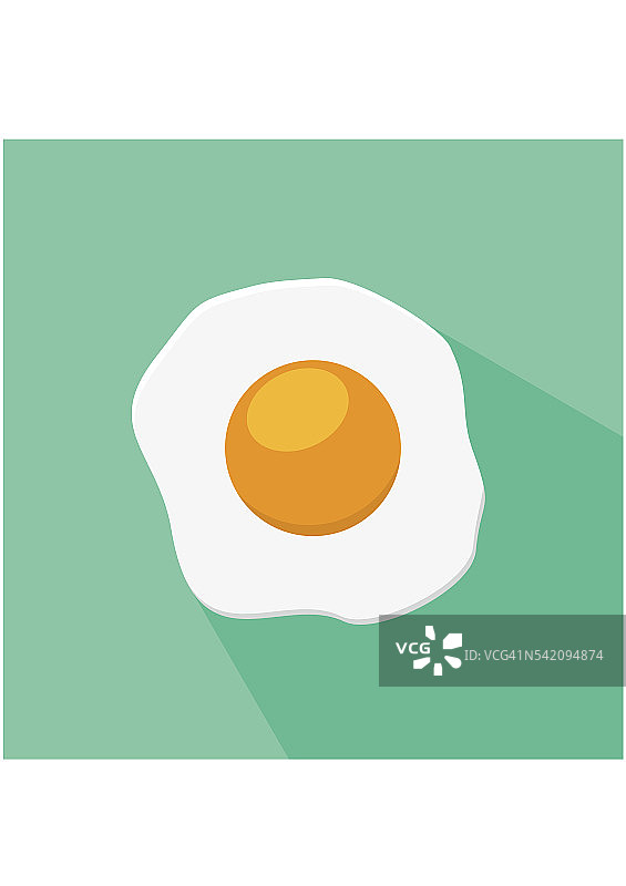 煎蛋早餐平面图标。午餐炒开胃，早上煮熟。图片素材