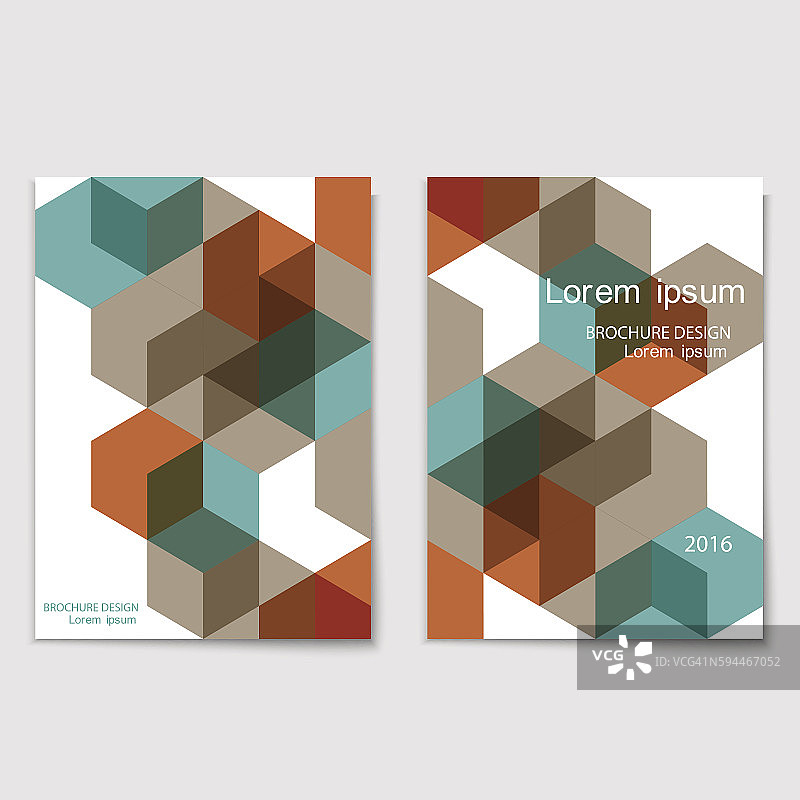 现代小册子封面模板与棕色和蓝色立方体图片素材