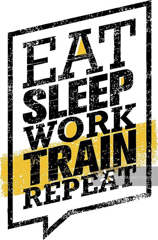 吃、睡、工作、训练重复。健身动机横幅模板图片素材