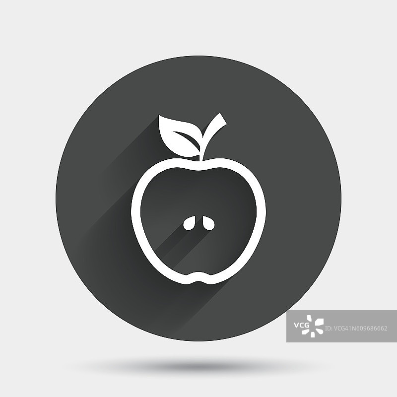 苹果标志图标。水果与叶子的象征。图片素材