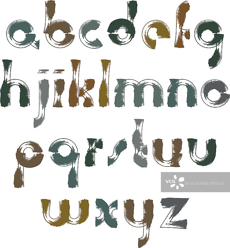 矢量鲜艳的书法字体，手写水彩字母图片素材