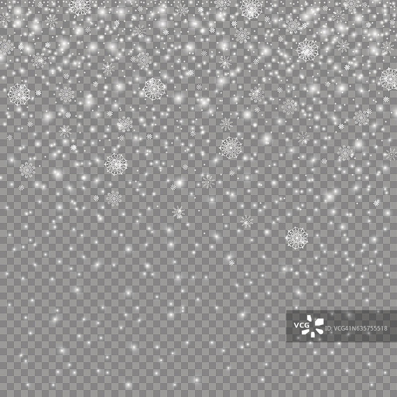 飘落的圣诞装饰雪孤立在透明的backgr图片素材