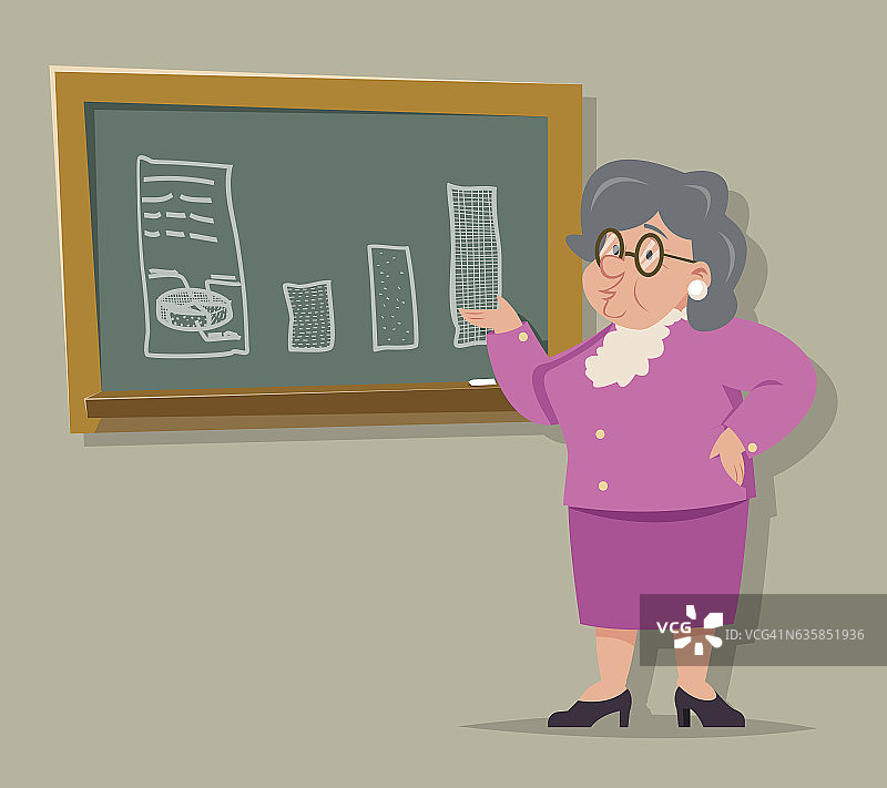 教育黑板老女老师奶奶性格成人偶像孤立图片素材