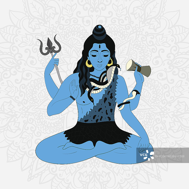 湿婆主在莲花的位置和冥想。摩诃Shivaratri图片素材