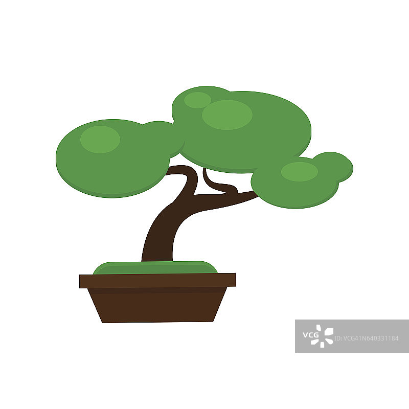 盆栽松树矢量插图。图片素材
