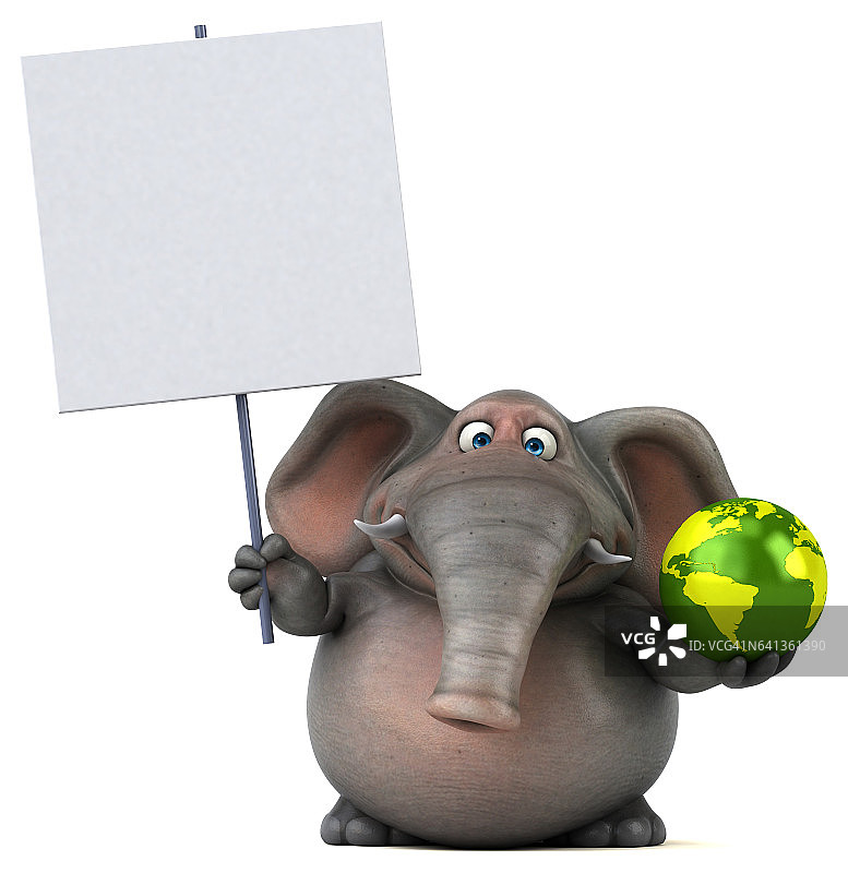 有趣的大象- 3D插图图片素材