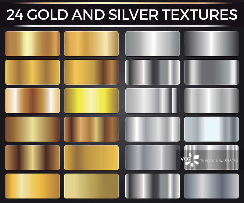 向量集的金和银梯度，金和银方块集合，纹理组图片素材