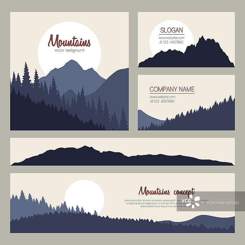 户外卡片设计与山的背景图片素材
