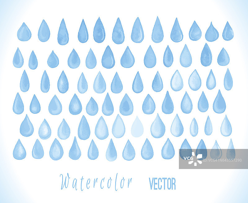 彩色水彩向量蓝色水滴集图片素材
