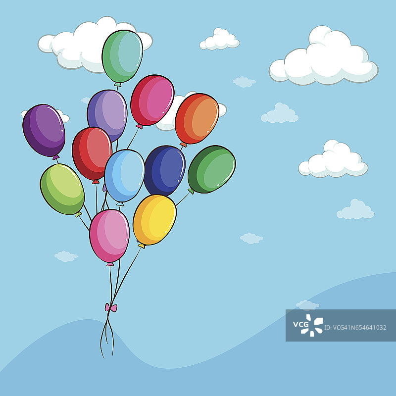 五颜六色的气球漂浮在天空中图片素材