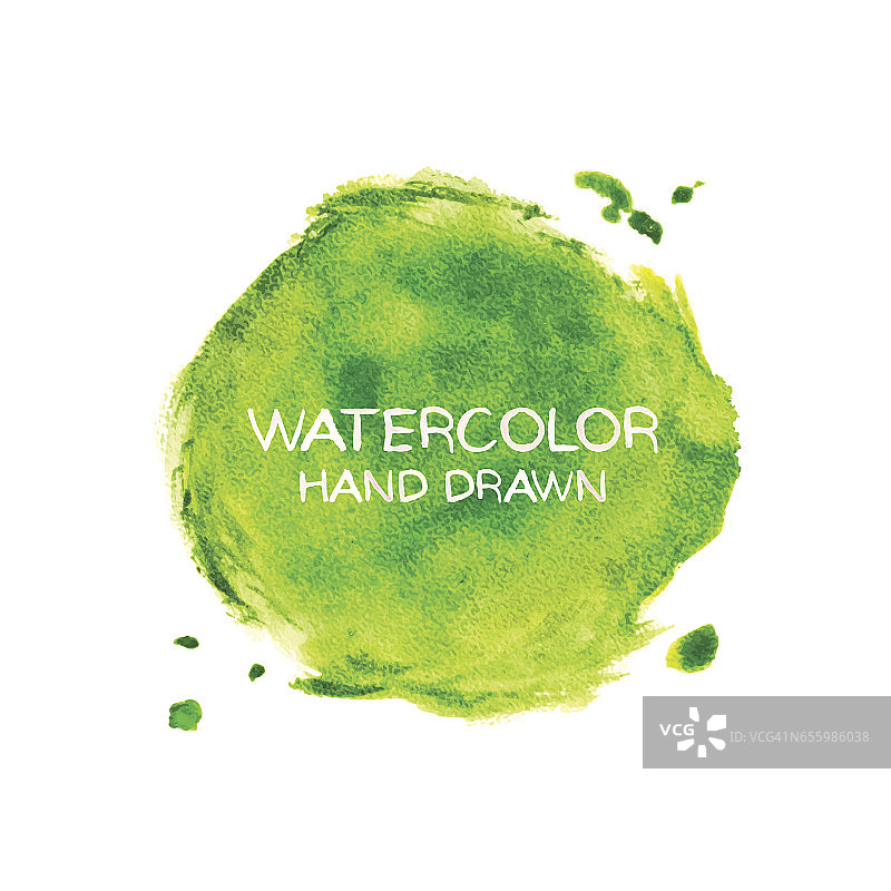 绿色抽象水彩背景。手绘水彩污渍，飞溅和滴图片素材