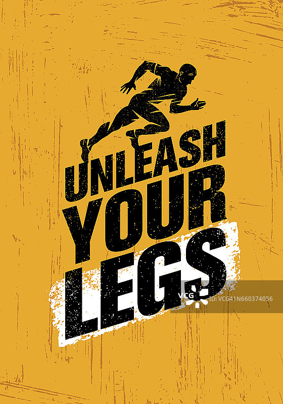 释放你的腿。激励跑步和健身运动动机引用。创意矢量运动插图图片素材