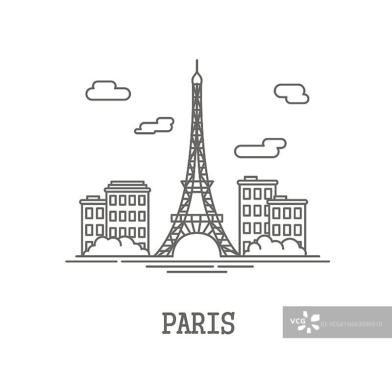 画出巴黎的剪影图片素材