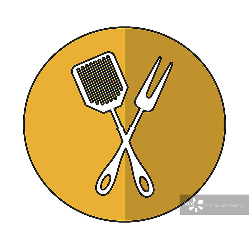 抹刀和叉子是厨房餐具孤立的图标图片素材