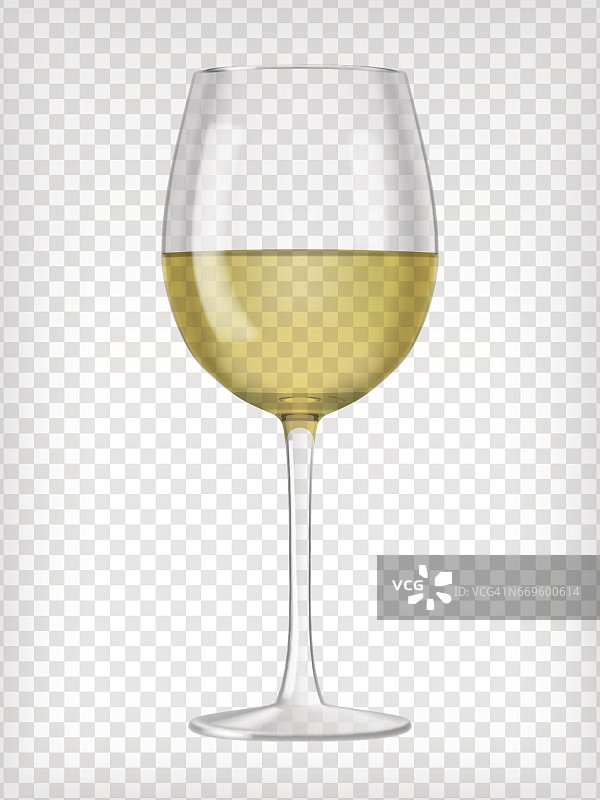 真实透明的玻璃斟满白葡萄酒图片素材