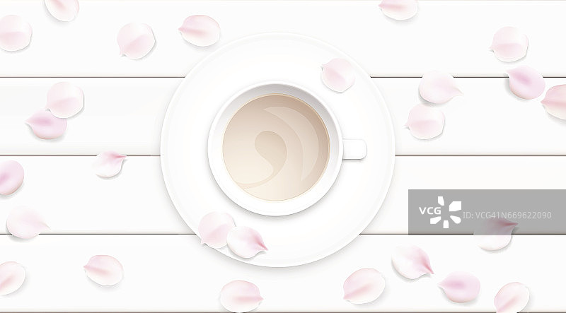 粉彩白色的早晨背景矢量插图与咖啡杯图片素材