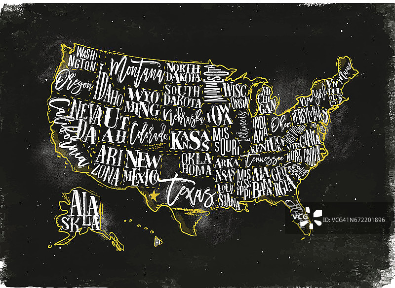 地图美国复古粉笔黄色图片素材