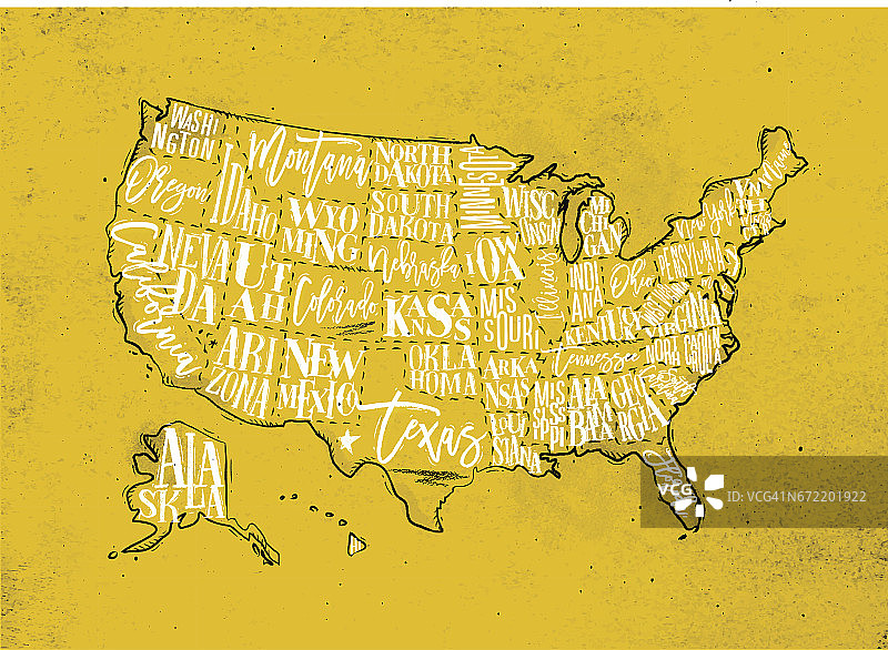 地图美国复古黄图片素材
