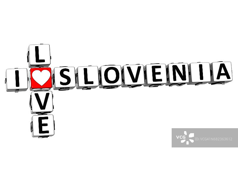 3D我喜欢斯洛文尼亚填字游戏图片素材