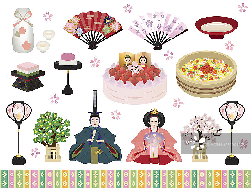 日本玩偶节“女儿节”插图集图片素材