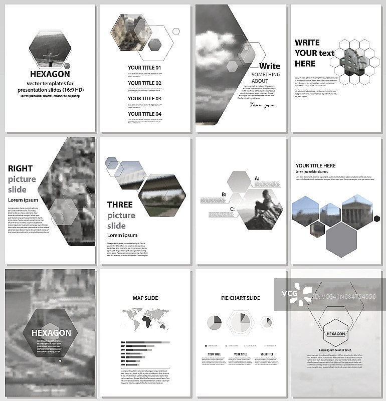 矢量插图的可编辑布局A4格式涵盖设计模板的小册子，杂志，传单，小册子，报告。抽象多边形的现代风格与六边形图片素材