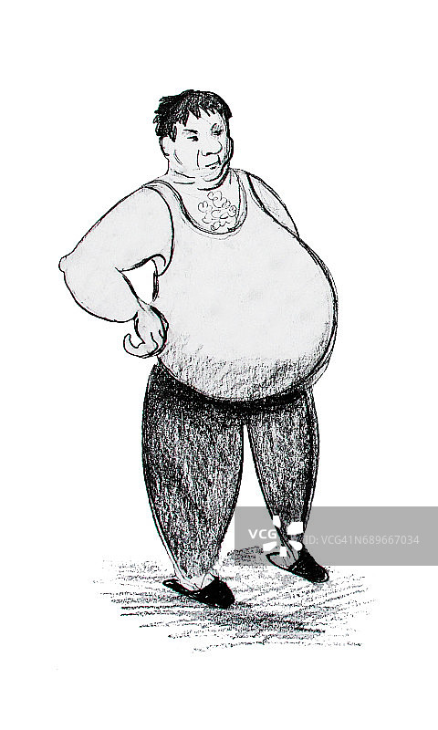 胖子，手绘插图图片素材