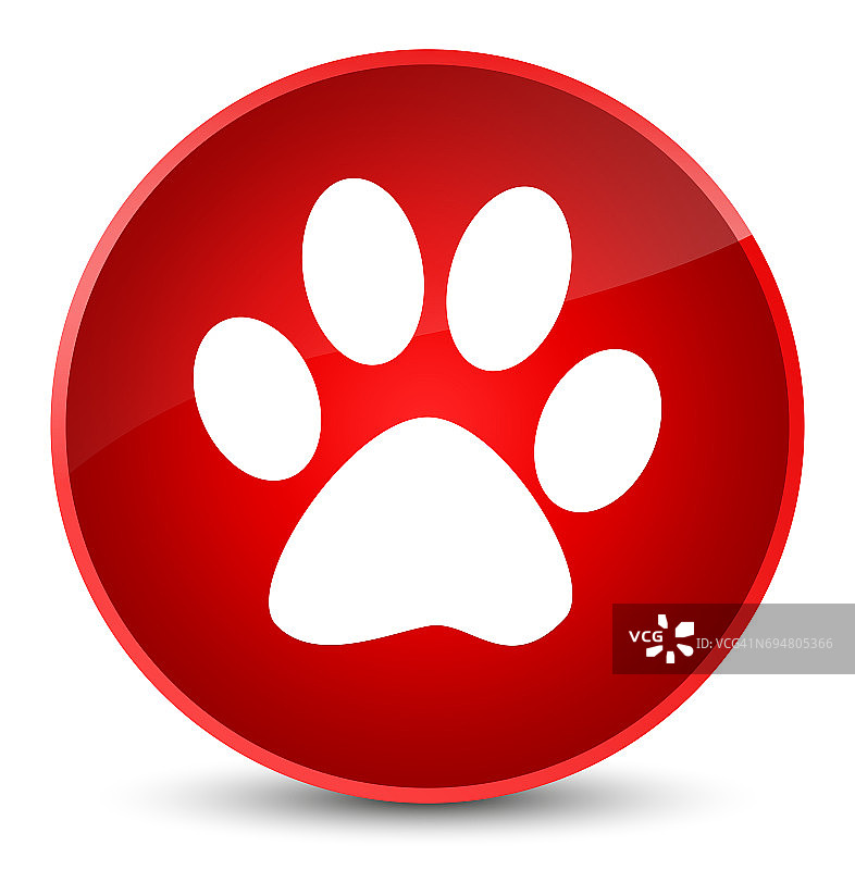 动物脚印图标优雅的红色圆形按钮图片素材