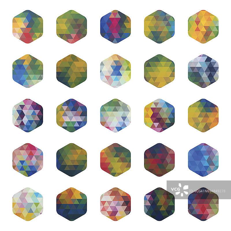 彩色纹理六角形图案纽扣系列图片素材