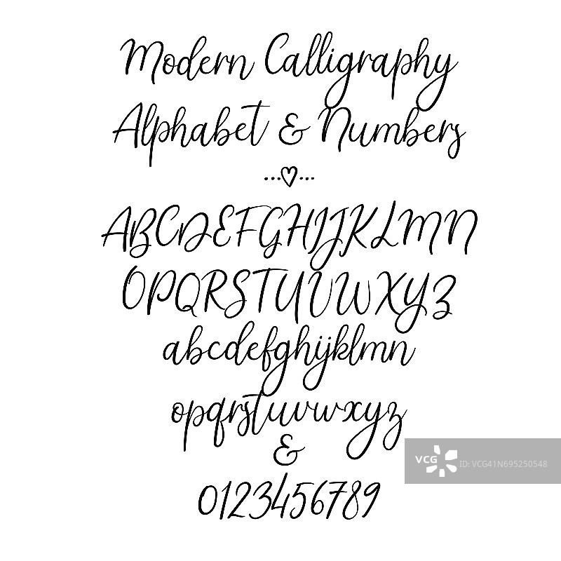 向量字母表。刷信。手写字体。手字体排版图片素材