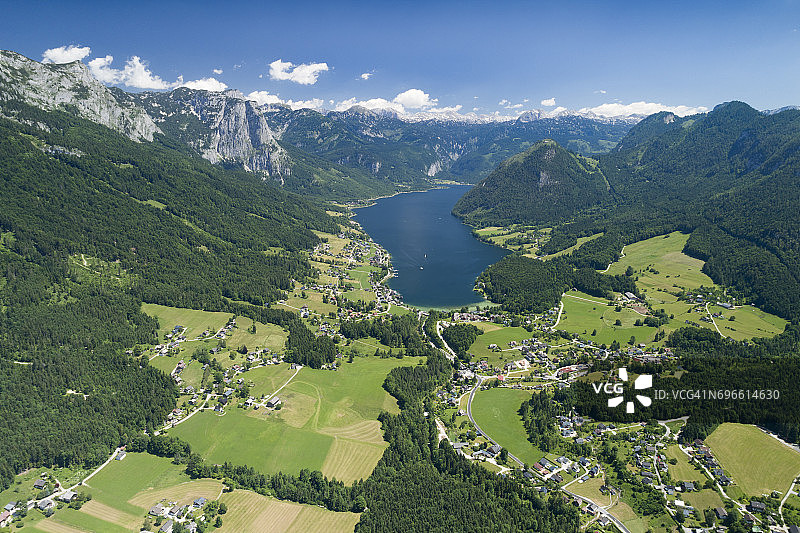 格伦德尔湖，奥地利-空中全景图图片素材