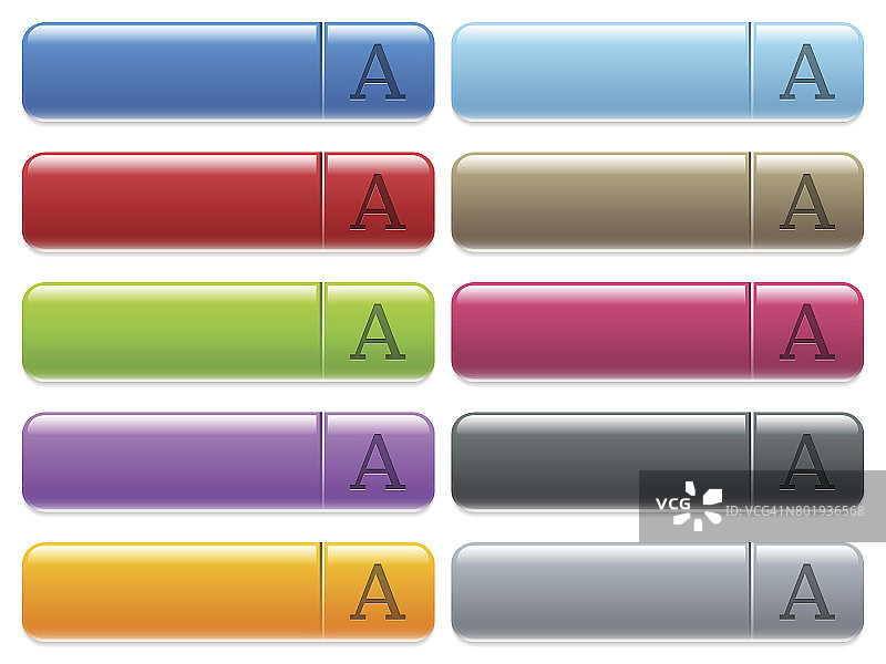 字符字体图标上颜色光泽，矩形菜单按钮图片素材