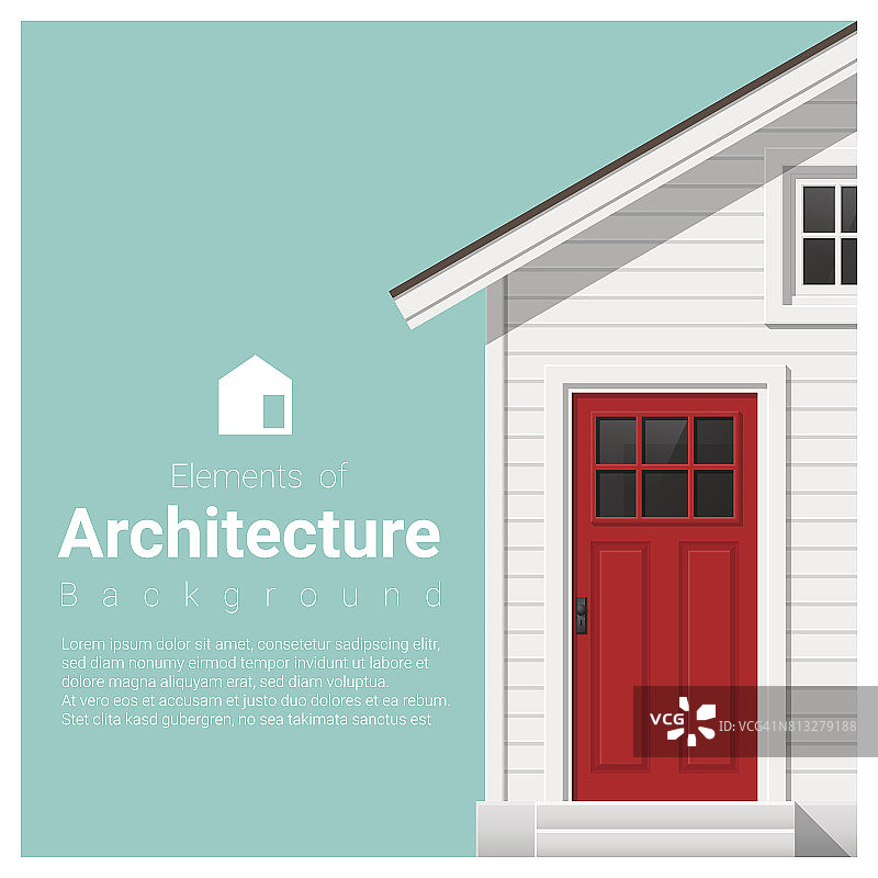 建筑背景元素与小房子，矢量，插图图片素材