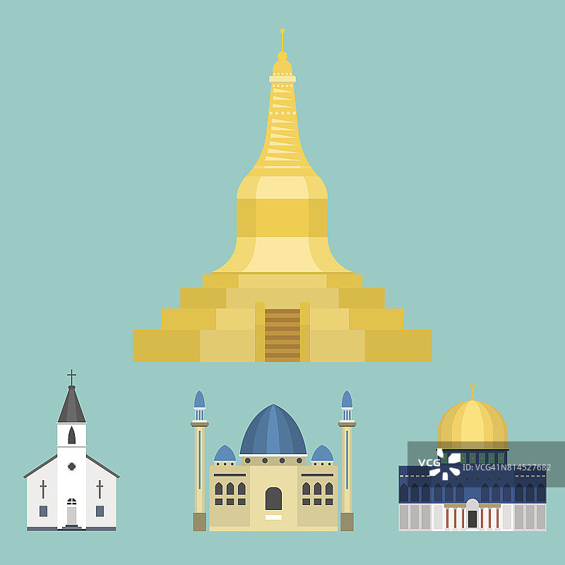 大教堂教堂寺庙传统建筑著名地标旅游矢量插图图片素材