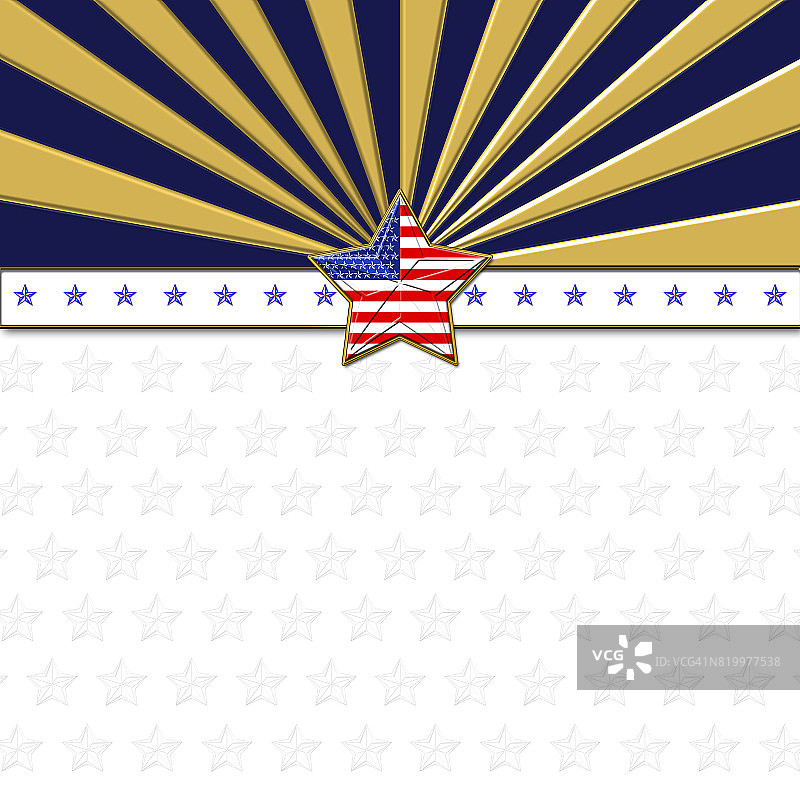美国国旗设计的星星，5颗尖星与美国蓝，红，白，星星和条纹，孤立在白色的背景。劳动节、独立日等。图片素材