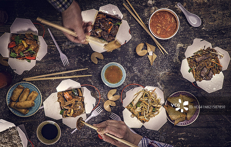 亚洲外卖食品的变种图片素材