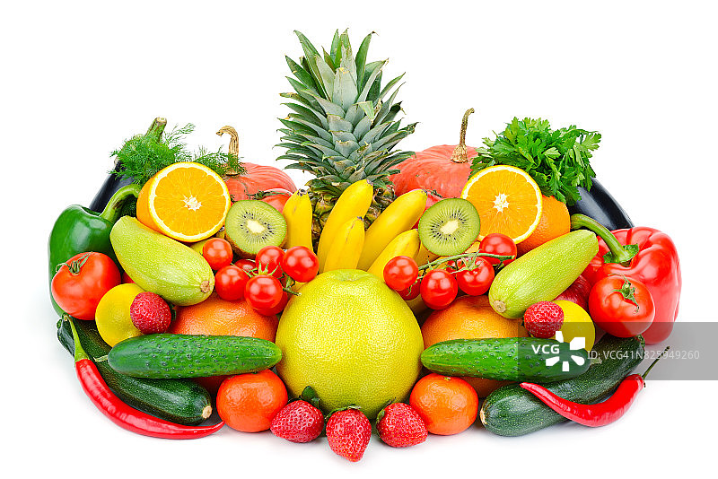 水果和蔬菜孤立在白色背景上图片素材