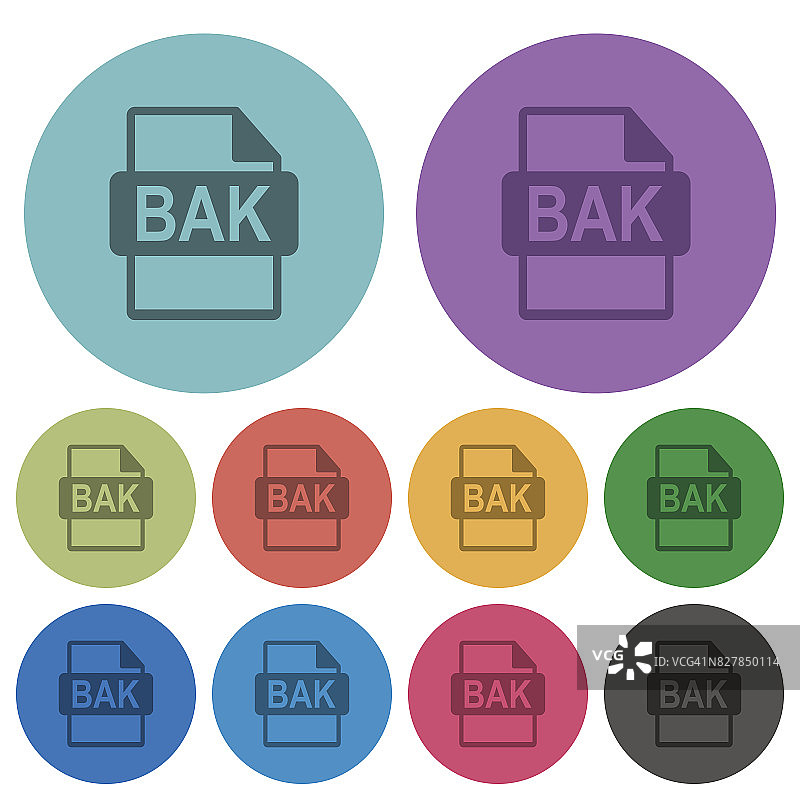 BAK文件格式颜色较暗的平面图标图片素材