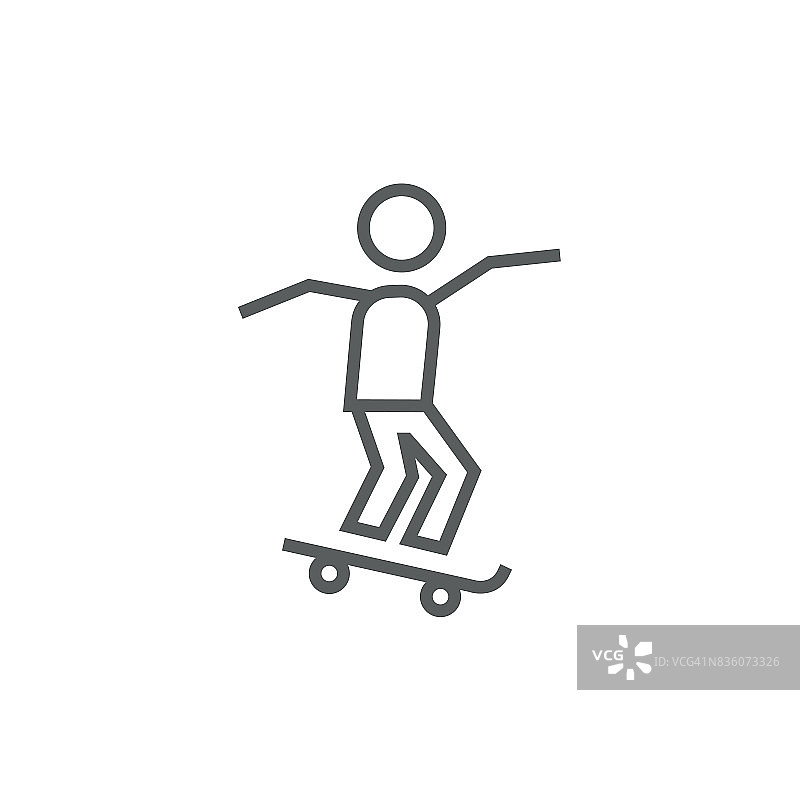 男子骑在滑板线ico图片素材