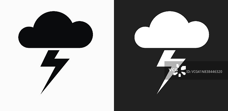 云和雷暴图标上的黑色和白色矢量背景图片素材