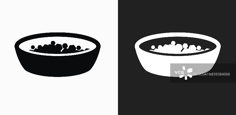 碗和沉积图标上的黑色和白色矢量背景图片素材