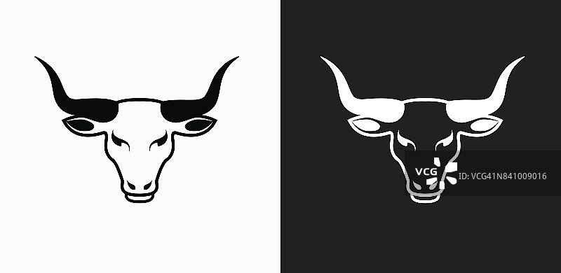 牛的头图标上的黑色和白色矢量背景图片素材