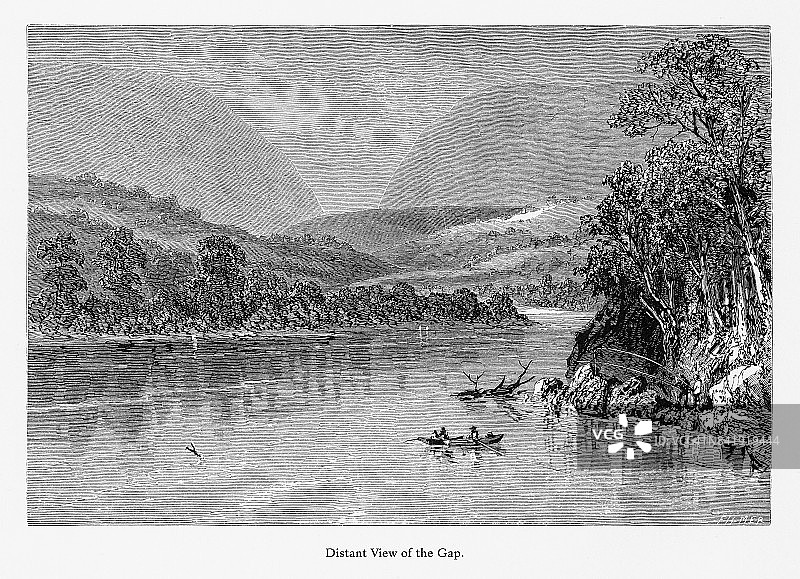 特拉华河水口的远景，宾夕法尼亚州，美国，美国维多利亚版画，1872年图片素材