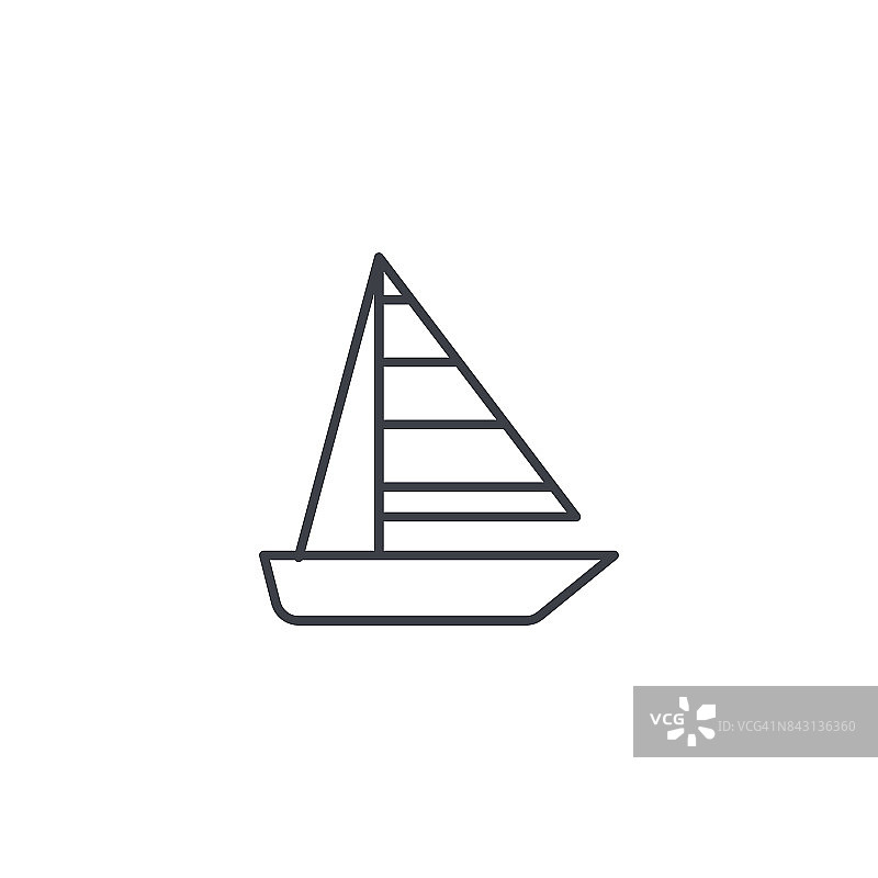 帆船细线图标。线性向量符号图片素材