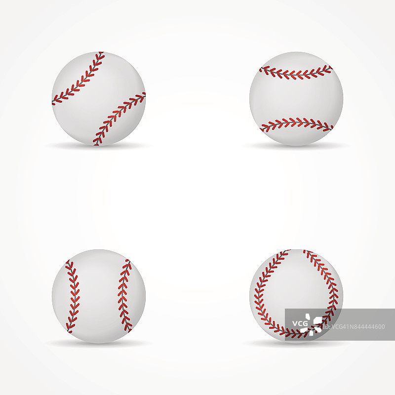 一组棒球孤立在白色背景。图片素材