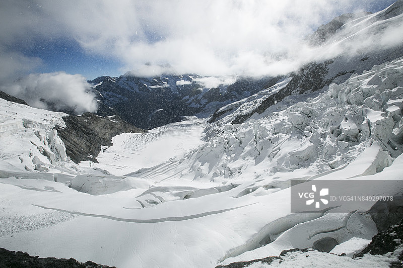 瑞士，阿莱奇冰川和少女山图片素材