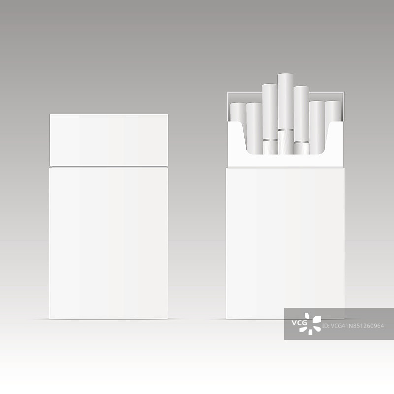空白包装盒香烟孤立在白色背景。向量。图片素材