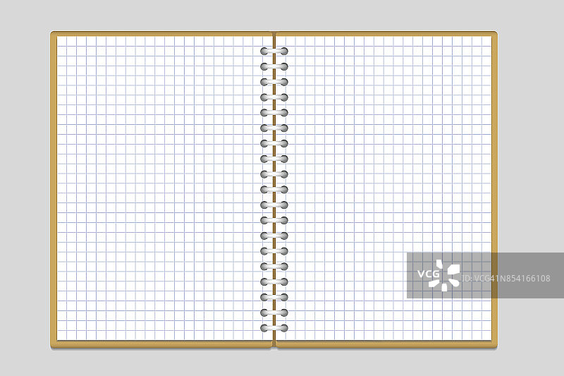 矢量插图的笔记本与环形活页夹和方纸和棕色包装孤立在灰色背景图片素材