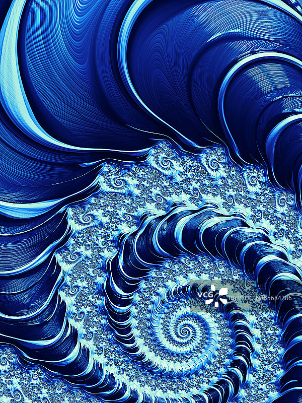 蓝色螺旋抽象分形图案图片素材
