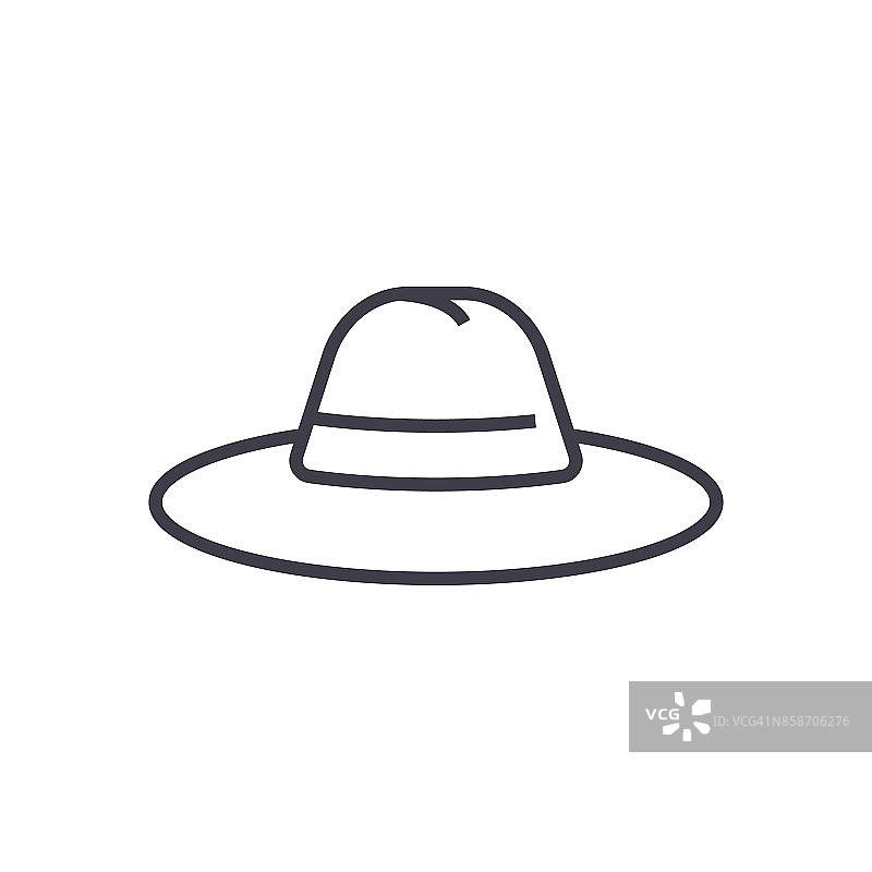 帽子矢量线图标，标志，插图的背景，可编辑的笔触图片素材