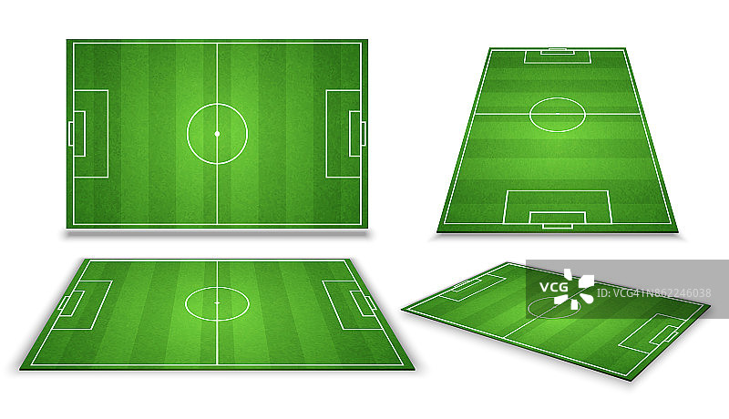 足球，欧洲足球场上的不同视角。孤立的矢量图图片素材